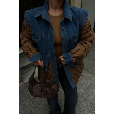 Denim Garnili Kapitone Ceket 7071 Denim Garnili Kapitone Ceket 7071