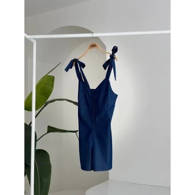 Tensel Denim Kumaşlı Mini Tulum 1363 Tensel Denim Kumaşlı Mini Tulum 1363