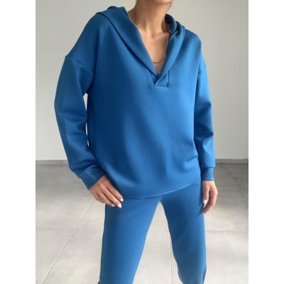 Kadın Uzun Kol V Yaka Kapüşon Detay Sweat Ve Yüksel Bel Eşofman Ikili Takım Kadın Uzun Kol V Yaka Kapüşon Detay Sweat Ve Yüksel Bel Eşofman Ikili Takım