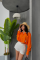 CROP GÖMLEK BEYAZ YAKA VE ETİKET DETAYLI - Orange CROP GÖMLEK BEYAZ YAKA VE ETİKET DETAYLI - Orange