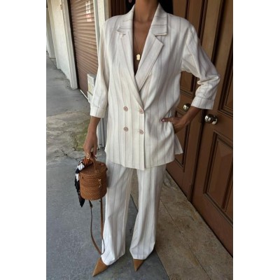 Blazer Ceketli Çizgili Keten Takım 10186 Blazer Ceketli Çizgili Keten Takım 10186