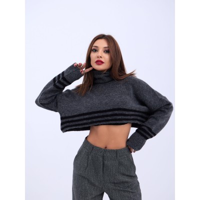 43241 TRİKO ÇİZGİLİ BALIKÇI CROP-ANTRASİT-SİYAH 43241 TRİKO ÇİZGİLİ BALIKÇI CROP-ANTRASİT-SİYAH