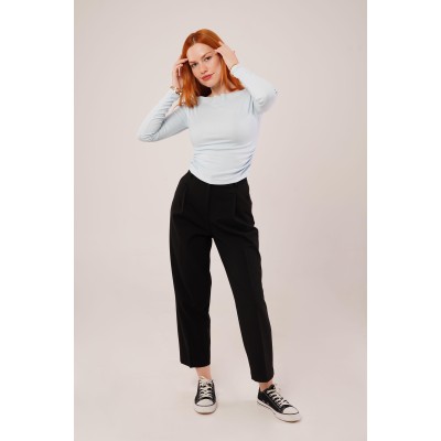 Yaka Detay Uzun Kollu Basic Bebe Mavisi Bluz Yaka Detay Uzun Kollu Basic Bebe Mavisi Bluz