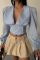 CROP POPLİN GÖMLEK YAKA KENAR DANTEL DETAYLI - Bebe Mavi CROP POPLİN GÖMLEK YAKA KENAR DANTEL DETAYLI - Bebe Mavi