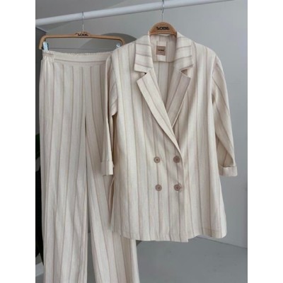 Blazer Ceketli Çizgili Keten Takım 10186 Blazer Ceketli Çizgili Keten Takım 10186
