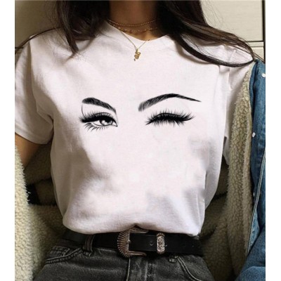Kadın Kısa Kollu Bisiklet Yaka Göz Baskılı Süprem T-shirt Kadın Kısa Kollu Bisiklet Yaka Göz Baskılı Süprem T-shirt