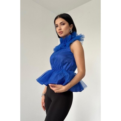 Saks Tüllü Bluz Saks Tüllü Bluz