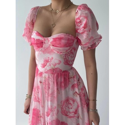 ŞİFON KUMAŞ DİJİTAL DESEN BASKILI ELBİSE ŞİFON KUMAŞ DİJİTAL DESEN BASKILI ELBİSE