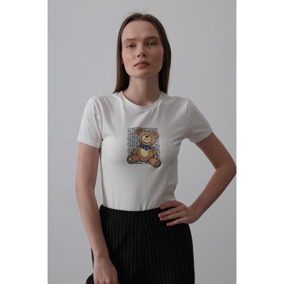Baskı Detaylı T-shirt - Ekru Baskı Detaylı T-shirt - Ekru