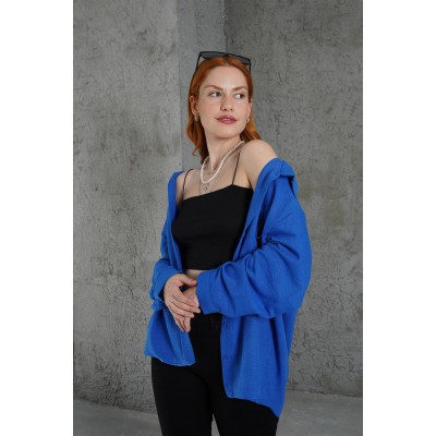 Basic Oversize Saks Gömlek Basic Oversize Saks Gömlek