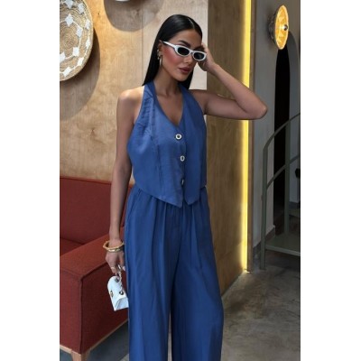 Halter Yaka Yelekli Modal Takım 10144 Halter Yaka Yelekli Modal Takım 10144