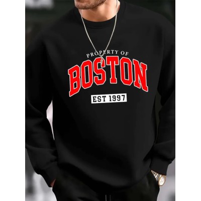 Erkek Uzun Kollu Bisiklet Yaka Boston Yazılı Iki Iplik Bluz Erkek Uzun Kollu Bisiklet Yaka Boston Yazılı Iki Iplik Bluz