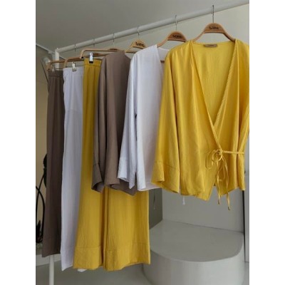 Kruvaze Model Klasik Pantolonlu Çupra Keten Takım 10191 Kruvaze Model Klasik Pantolonlu Çupra Keten Takım 10191