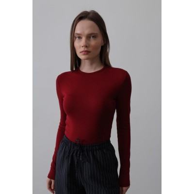 Uzun Kol Crop Top - Bordo Uzun Kol Crop Top - Bordo