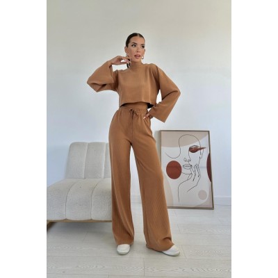 Camel Fitilli Bluz Ve Pantolon Takım Camel Fitilli Bluz Ve Pantolon Takım