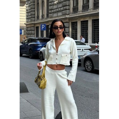 Nancy Kruveze Yaka Crop Takım 9954 - 25 Nancy Kruveze Yaka Crop Takım 9954 - 25