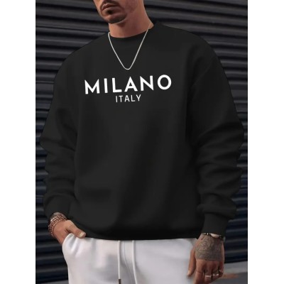 Erkek Uzun Kollu Bisiklet Yaka Milano Yazılı Iki Iplik Bluz Erkek Uzun Kollu Bisiklet Yaka Milano Yazılı Iki Iplik Bluz