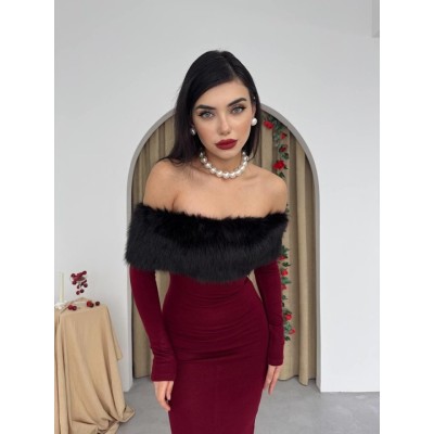 Bestia Straplez Tüy Detaylı Elbise Bestia Straplez Tüy Detaylı Elbise
