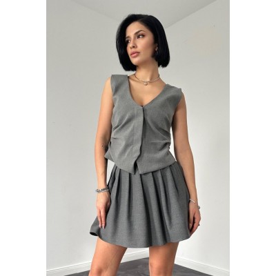 Gri Pilikaşe Mini Etek Gri Pilikaşe Mini Etek