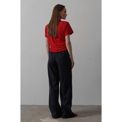 Beli Lastikli Bol Paça Pantolon - Lacivert Beli Lastikli Bol Paça Pantolon - Lacivert