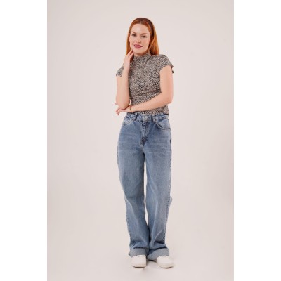 Leopar Desen Kısa Kollu Basic T-Shirt Leopar Desen Kısa Kollu Basic T-Shirt