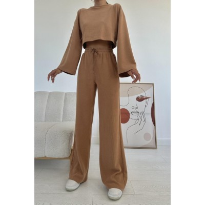Camel Fitilli Bluz Ve Pantolon Takım Camel Fitilli Bluz Ve Pantolon Takım