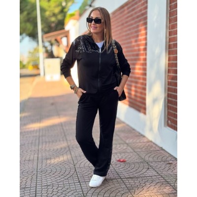 Kadın Iki Iplik Kumaş Pul Ve Fermuar Detaylı Ikili Takım Kadın Iki Iplik Kumaş Pul Ve Fermuar Detaylı Ikili Takım