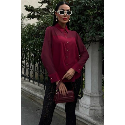 Transparan Detaylı Dökümlü Gömlek 3427 Transparan Detaylı Dökümlü Gömlek 3427