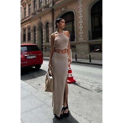 Elena Yırtmaç Detay Crop Takım 9834 Elena Yırtmaç Detay Crop Takım 9834