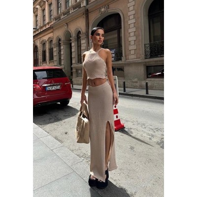 Elena Yırtmaç Detay Crop Takım 9834 Elena Yırtmaç Detay Crop Takım 9834