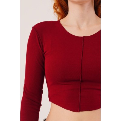 Ters Dikişli Basic Bordo Body Bluz Ters Dikişli Basic Bordo Body Bluz