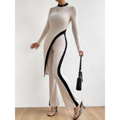 Kadın Uzun Kollu Bisiklet Yaka Asimetrik Kesim Bluz şardonlu Kaşkorse Bluz Ve Pantolon Ikili Takım Kadın Uzun Kollu Bisiklet Yaka Asimetrik Kesim Bluz şardonlu Kaşkorse Bluz Ve Pantolon Ikili Takım