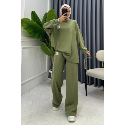 Mint Klasik Fitilli Kazak Ve Pantolon Takım Mint Klasik Fitilli Kazak Ve Pantolon Takım