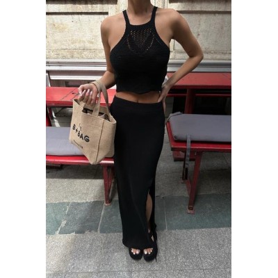 Elena Yırtmaç Detay Crop Takım 9834 Elena Yırtmaç Detay Crop Takım 9834