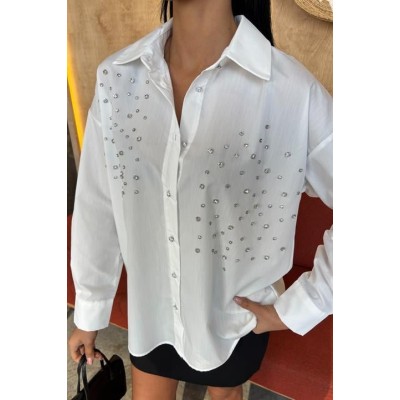 Kristal Taş Çakımlı Poplin Gömlek 3413 Kristal Taş Çakımlı Poplin Gömlek 3413