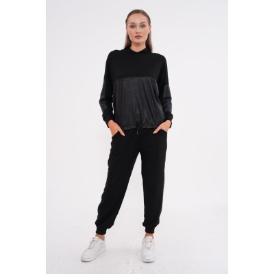 Kadın Uzun Kollu Kapüşonlu Oversize Sweat Ve Pantolon Ikili Takım Kadın Uzun Kollu Kapüşonlu Oversize Sweat Ve Pantolon Ikili Takım