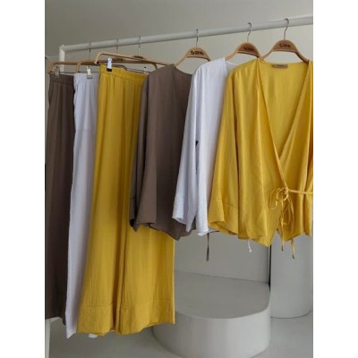 Kruvaze Model Klasik Pantolonlu Çupra Keten Takım 10191 Kruvaze Model Klasik Pantolonlu Çupra Keten Takım 10191