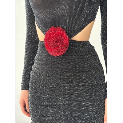 Sarih Gül Detaylı Elbise Sarih Gül Detaylı Elbise