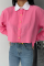 CROP GÖMLEK BEYAZ YAKA VE ETİKET DETAYLI - Pembe CROP GÖMLEK BEYAZ YAKA VE ETİKET DETAYLI - Pembe