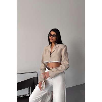 CROP CEKET TEK DÜĞME - Bej CROP CEKET TEK DÜĞME - Bej