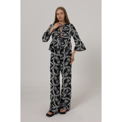 İşlemeli Oversize Pantolon - Siyah İşlemeli Oversize Pantolon - Siyah