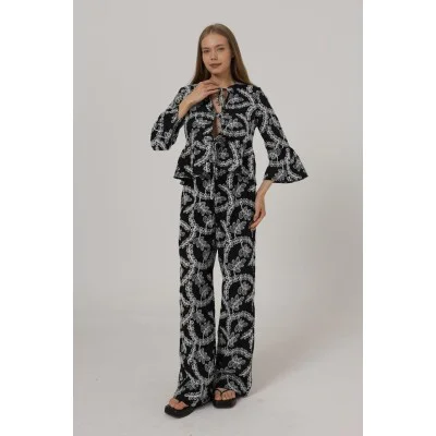 İşlemeli Oversize Pantolon - Siyah İşlemeli Oversize Pantolon - Siyah