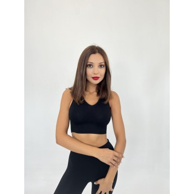15543 RİPLİ V YAKA BRA-SİYAH 15543 RİPLİ V YAKA BRA-SİYAH