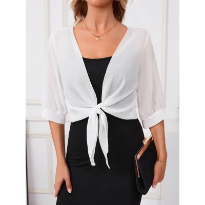 Kadın Truvakar Kol önden Bağlamalı Kısa şifon Bolero Ceket Kadın Truvakar Kol önden Bağlamalı Kısa şifon Bolero Ceket