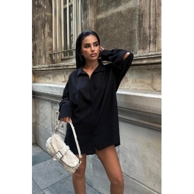 Alina Kol Cut Out Keten Gömlek 3252-08 Alina Kol Cut Out Keten Gömlek 3252-08
