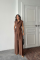 TENCEL MODAL KOLSUZ BLUZ KAPALI CEP DETAYLI DÖKÜMLÜ - PANTOLON TAKIM - Kahverengi TENCEL MODAL KOLSUZ BLUZ KAPALI CEP DETAYLI DÖKÜMLÜ - PANTOLON TAKIM - Kahverengi