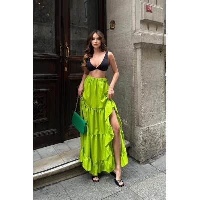 Audrey Fıfrlı Yırtmaç Detay Etek 4037 Audrey Fıfrlı Yırtmaç Detay Etek 4037