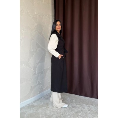 Siyah Kolsuz Kaşe Kaban Siyah Kolsuz Kaşe Kaban