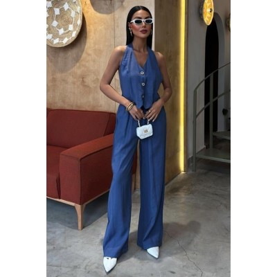 Halter Yaka Yelekli Modal Takım 10144 Halter Yaka Yelekli Modal Takım 10144