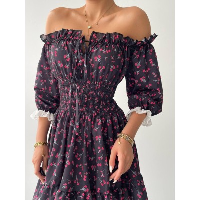 Marne Beli Lastikli Mini Elbise Marne Beli Lastikli Mini Elbise